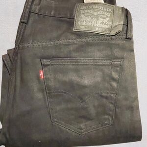 Levi’s 501 Jeans W36 L32 Black Coated Denim Leopard Lined Cuff StreetwearLevi’s